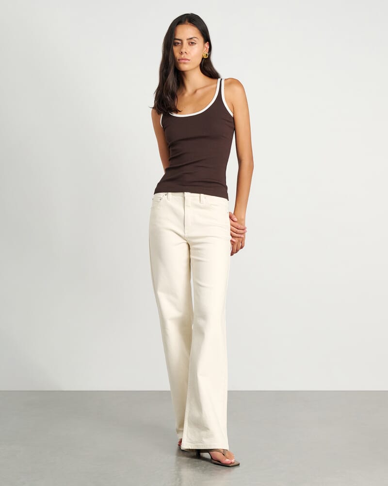 Kate Contrast Scoop Tank in DARK CHOCOLATE
