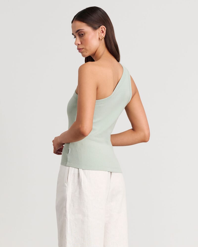 Wendy One Shoulder Tank in LIGHT MOSS