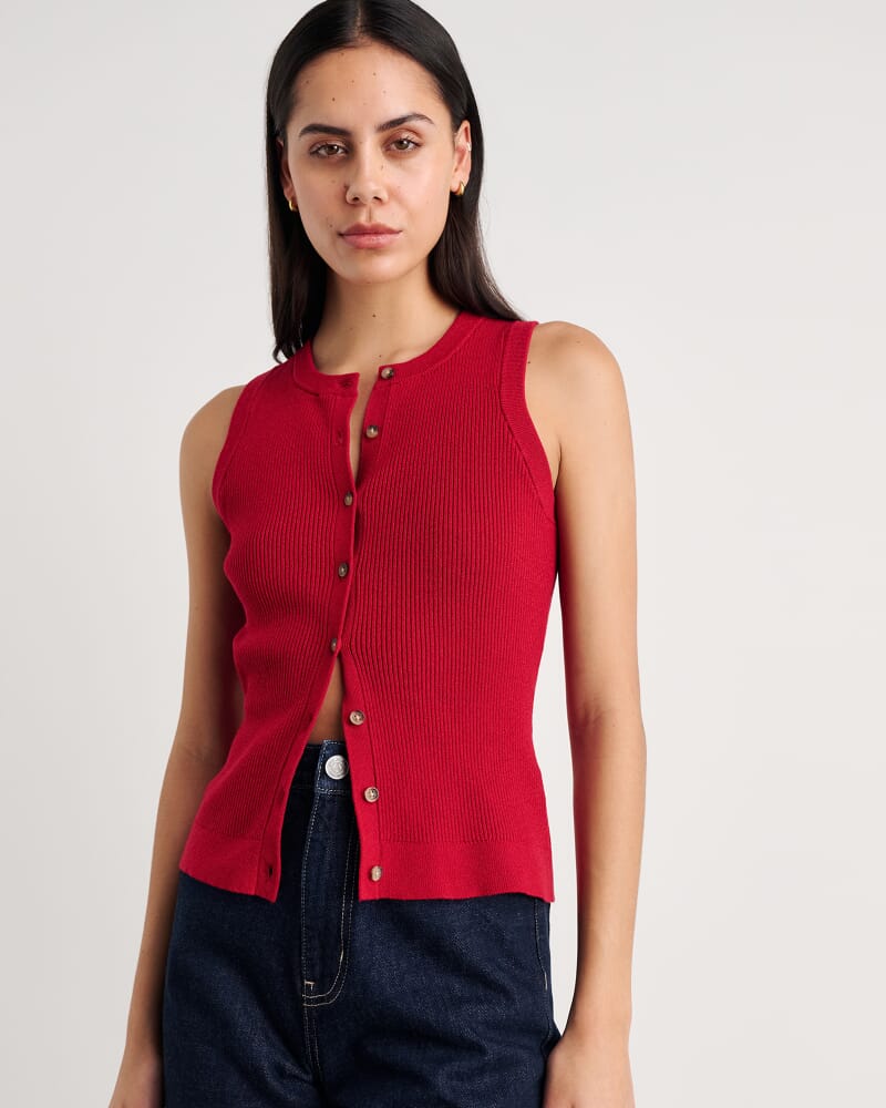 Selene Knit Vest in DEEP RED