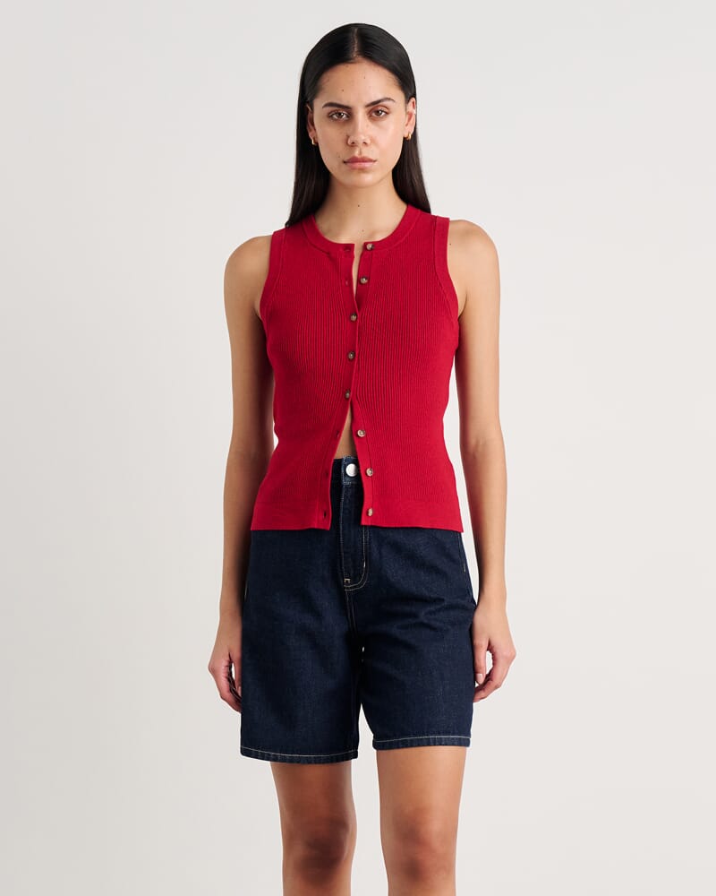 Selene Knit Vest in DEEP RED