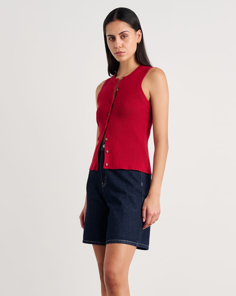 Selene Knit Vest in DEEP RED