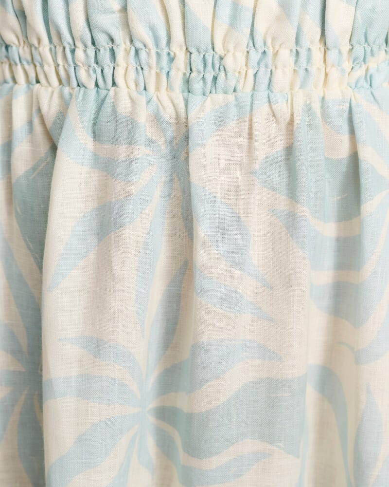 Palma Shirred Maxi Dress in MINT/IVORY