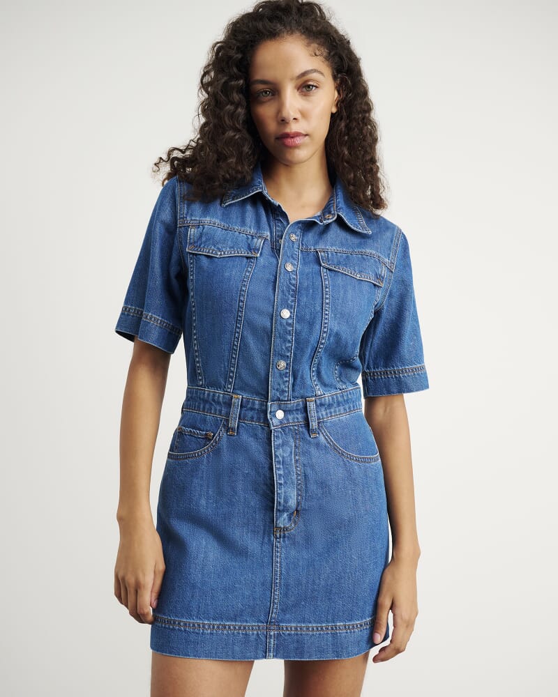 Loe Denim Shirt Dress in BLUE VINTAGE