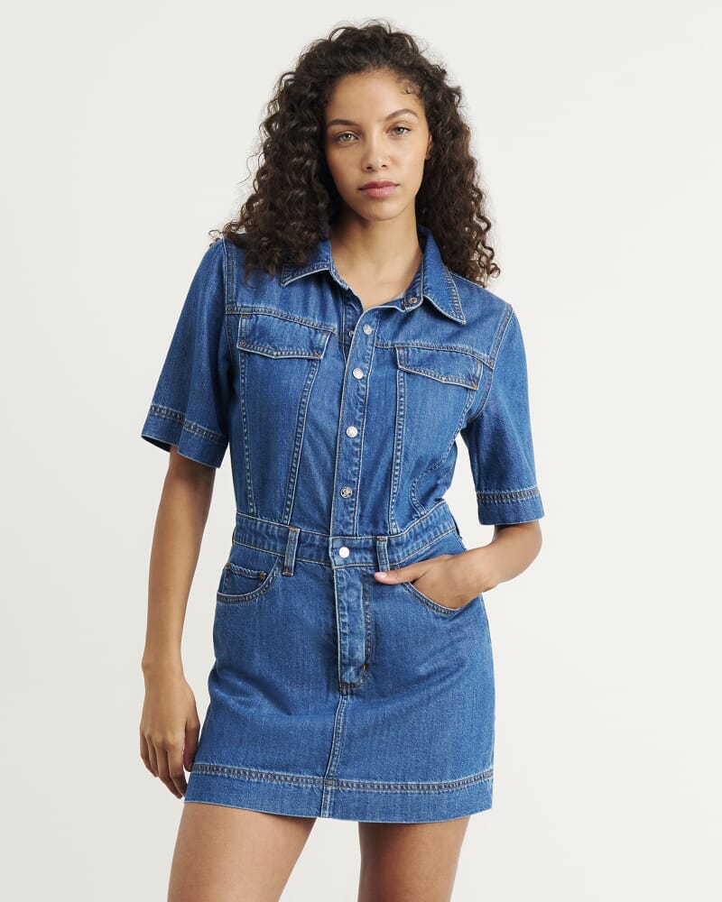 Loe Denim Shirt Dress in BLUE VINTAGE