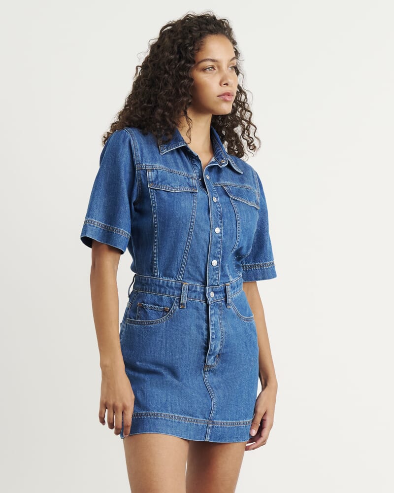 Loe Denim Shirt Dress in BLUE VINTAGE