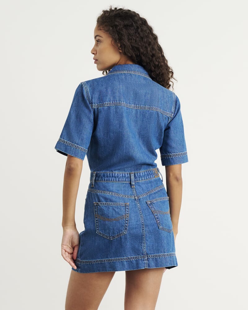 Loe Denim Shirt Dress in BLUE VINTAGE