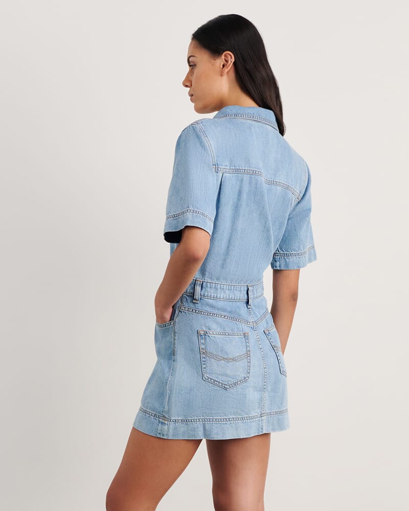 Loe Denim Shirt Dress in LIGHT WASH