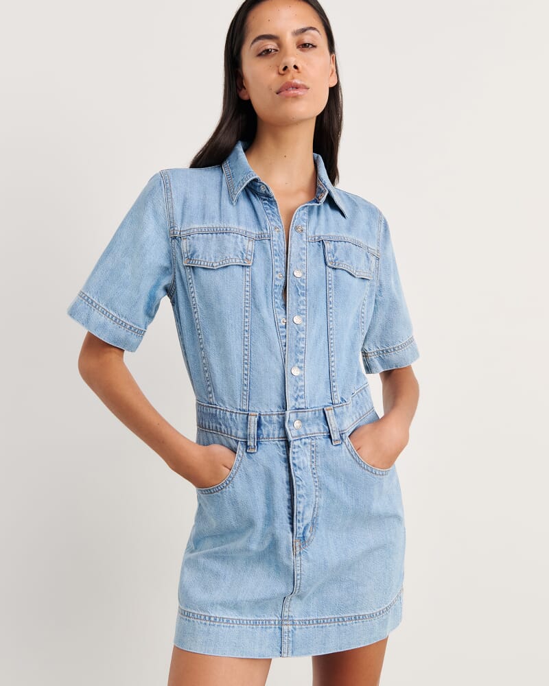 Loe Denim Shirt Dress in LIGHT WASH