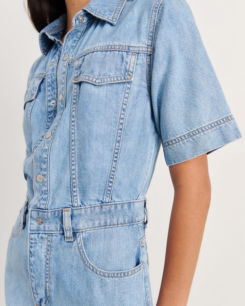 Loe Denim Shirt Dress in LIGHT WASH