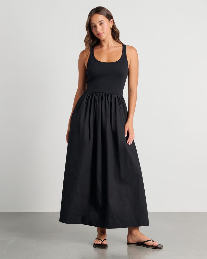 Mixed Media Dress in BLACK