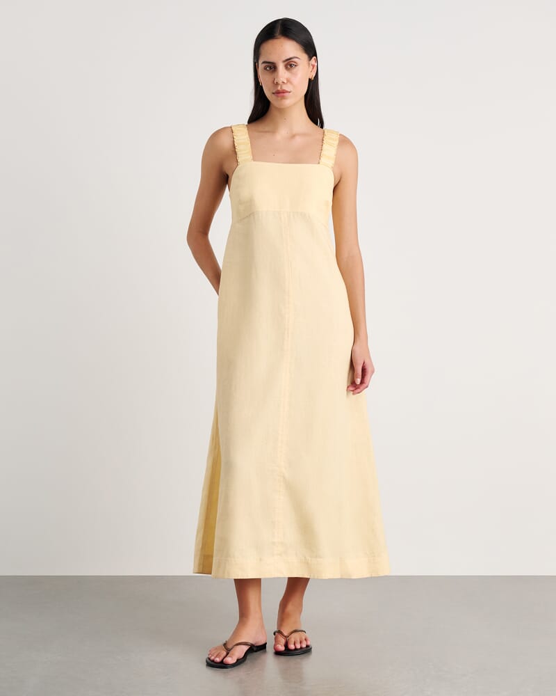 Kiki Elastic Strap Maxi Dress in BUTTER
