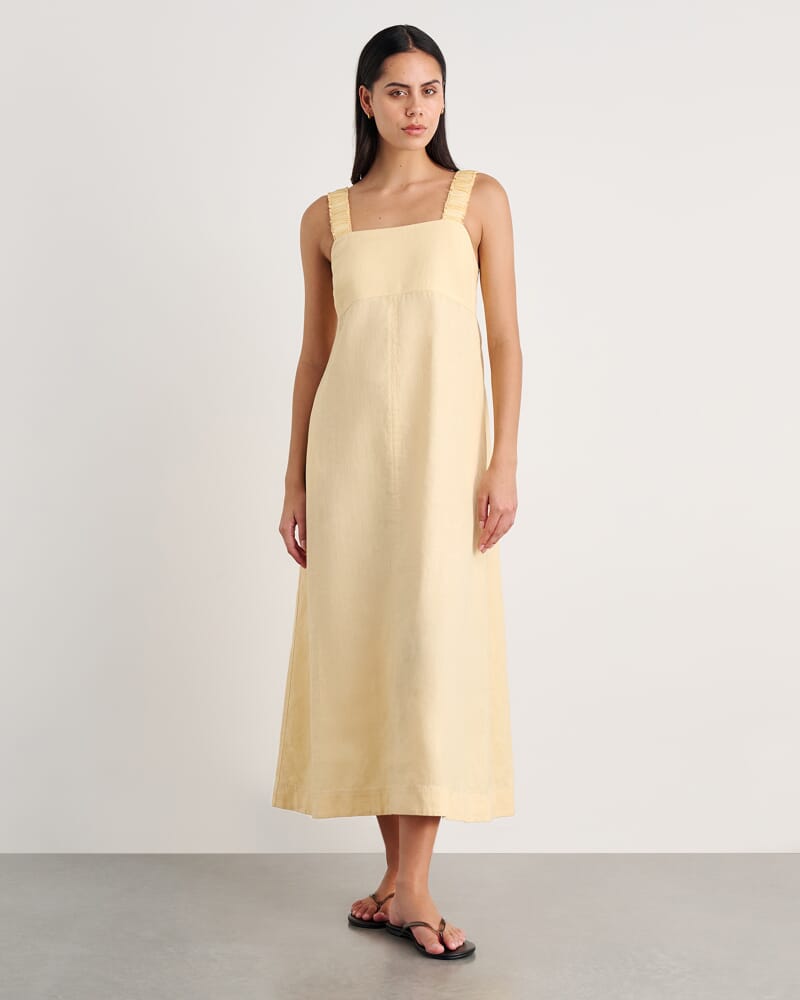 Kiki Elastic Strap Maxi Dress in BUTTER