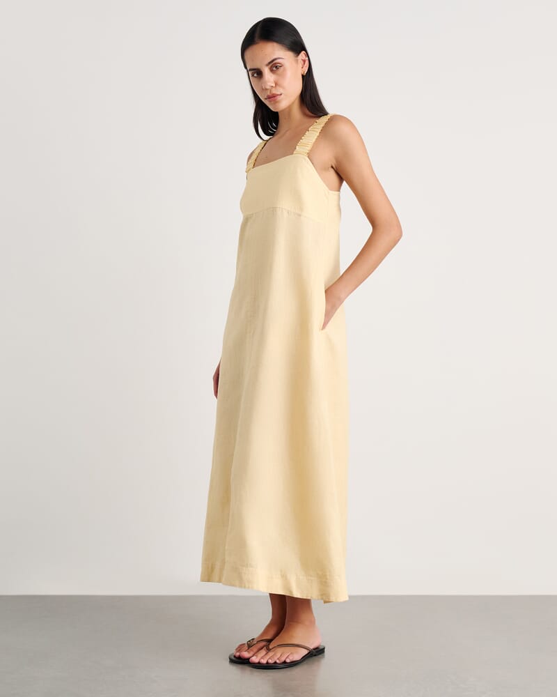 Kiki Elastic Strap Maxi Dress in BUTTER