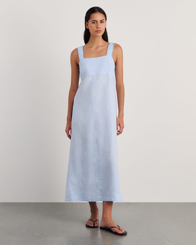 Kiki Elastic Strap Maxi Dress in ICE BLUE