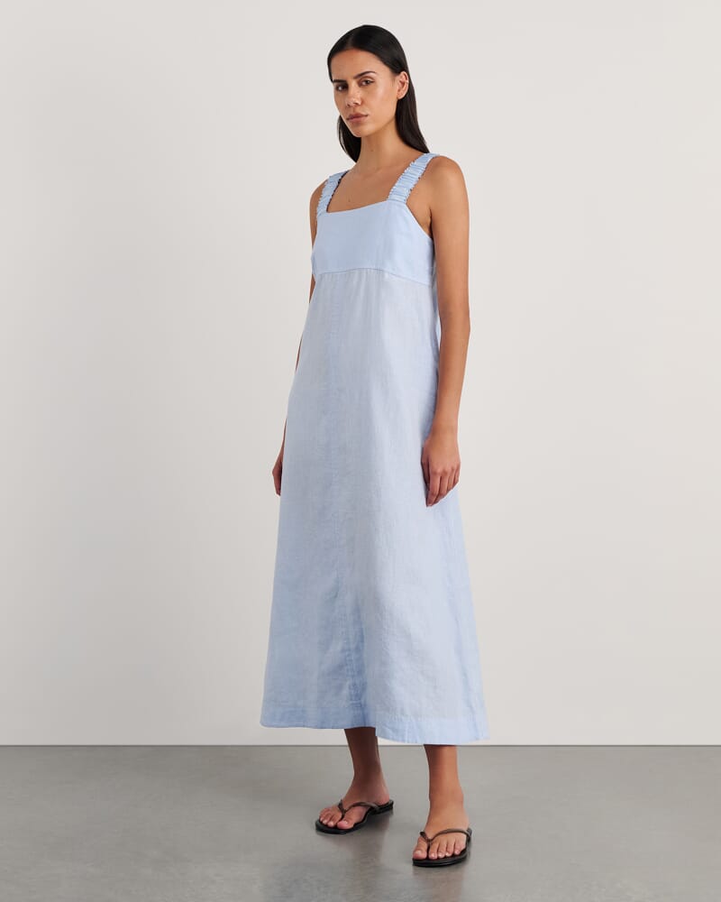 Kiki Elastic Strap Maxi Dress in ICE BLUE