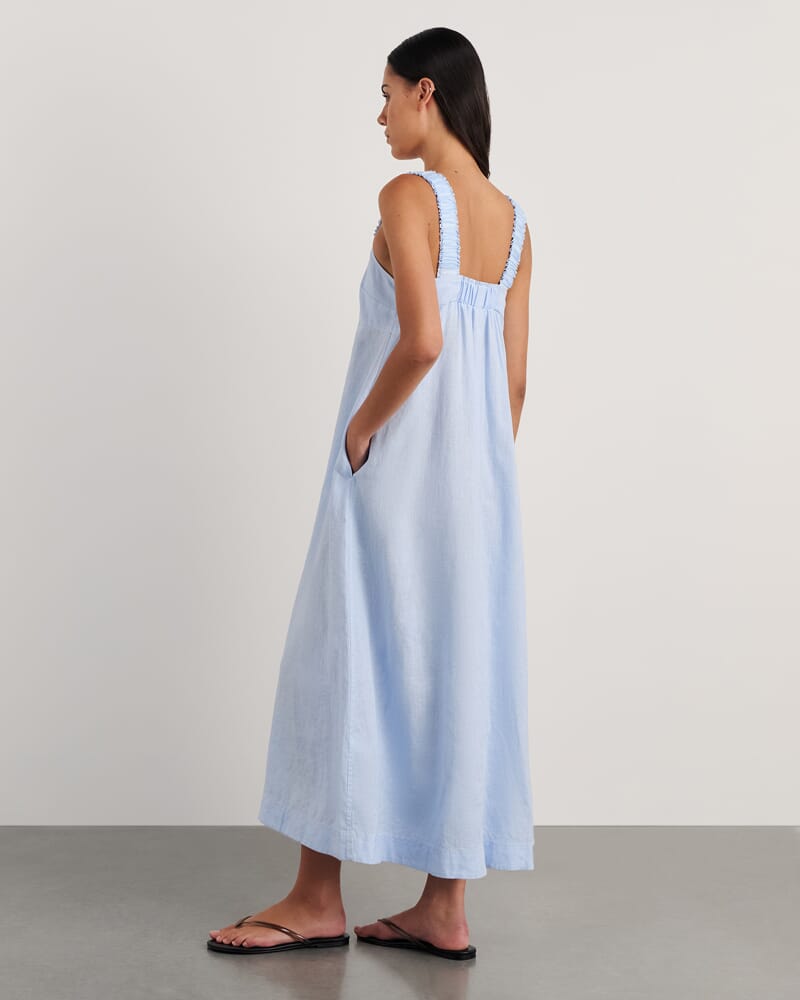 Kiki Elastic Strap Maxi Dress in ICE BLUE