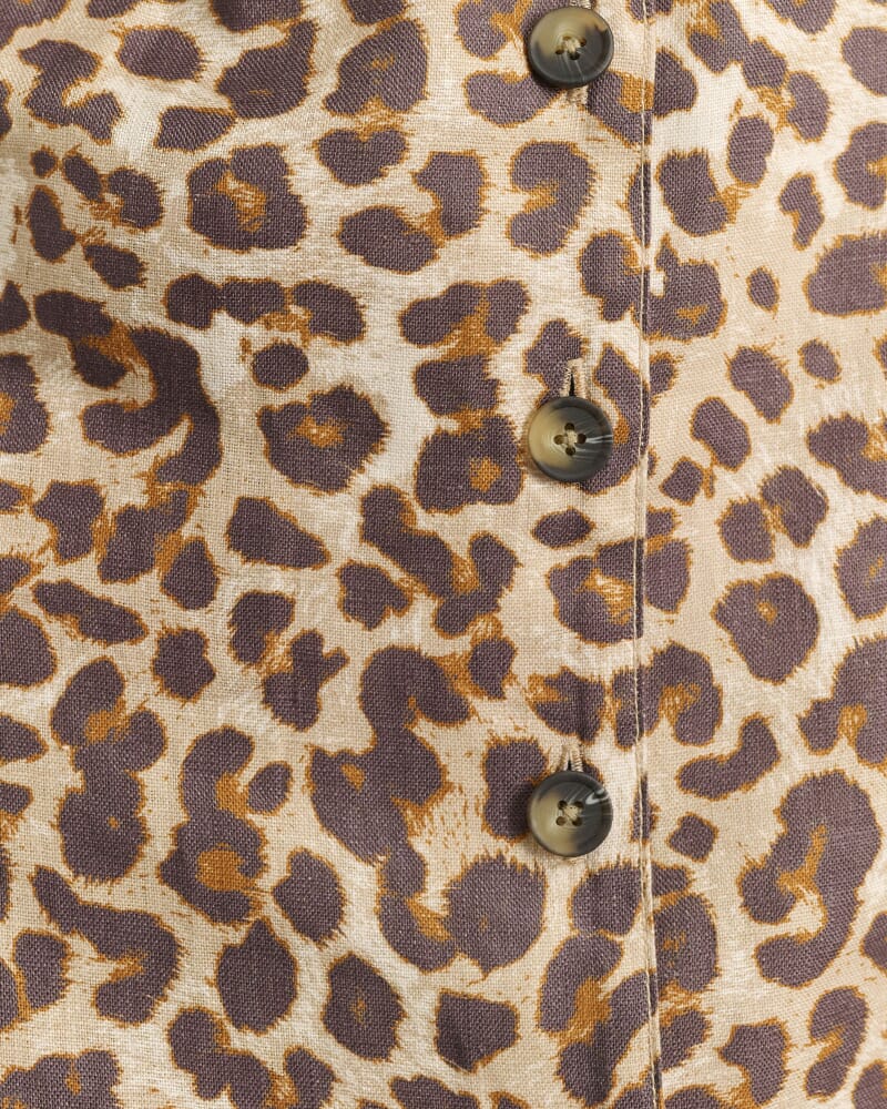 Leopard Linen Mini Dress in LEOPARD