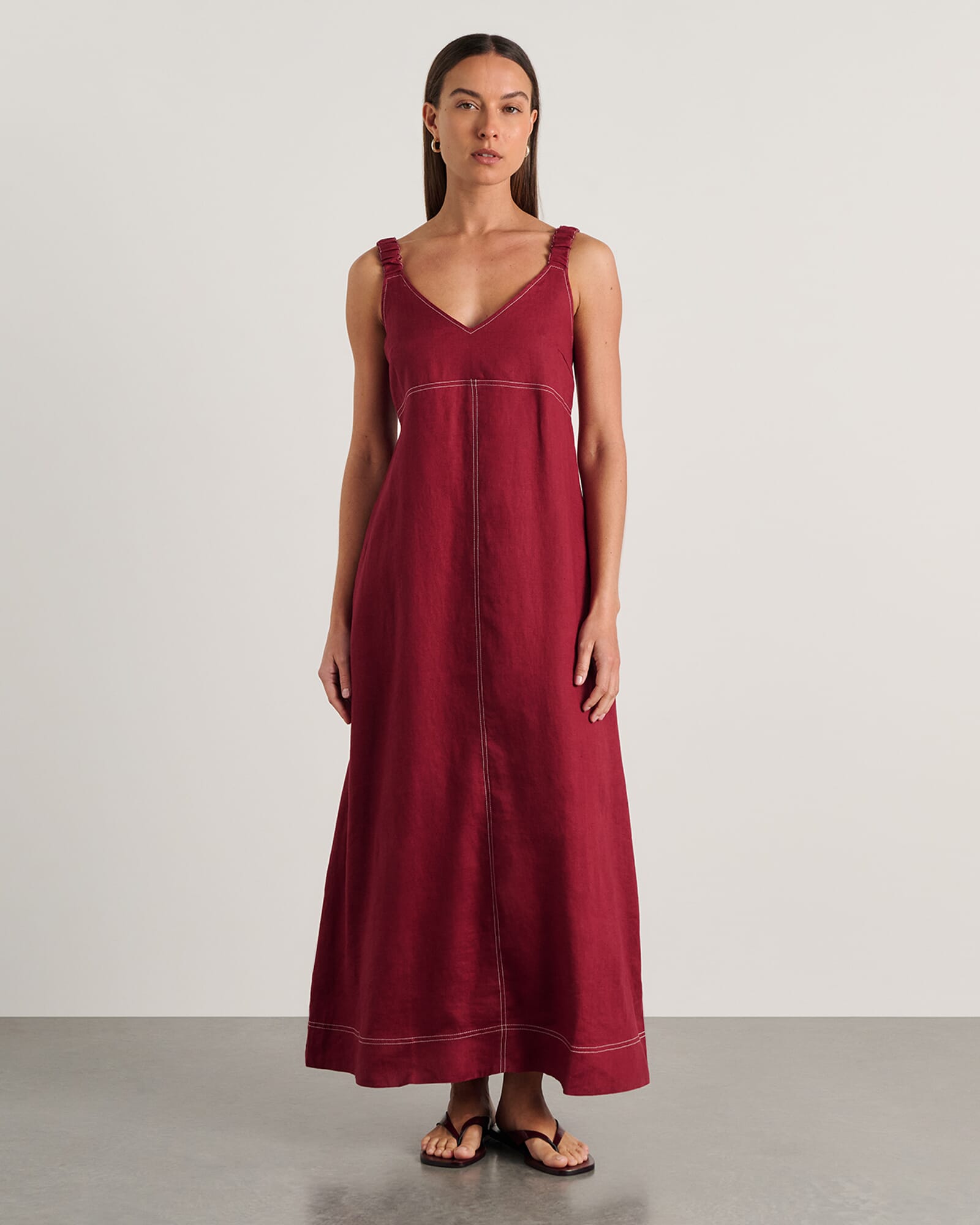 Sara Linen Midi Dress