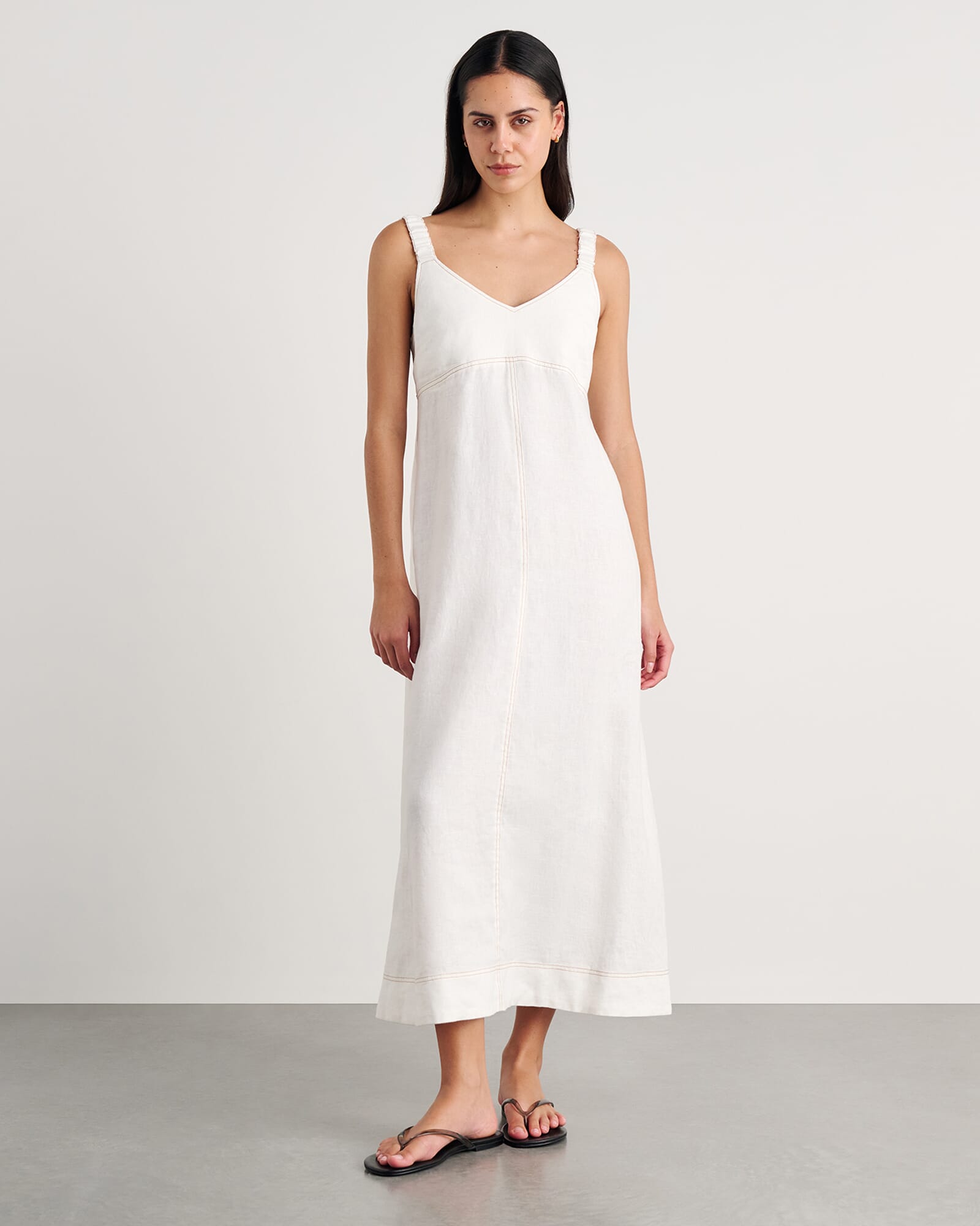 Sara Linen Midi Dress
