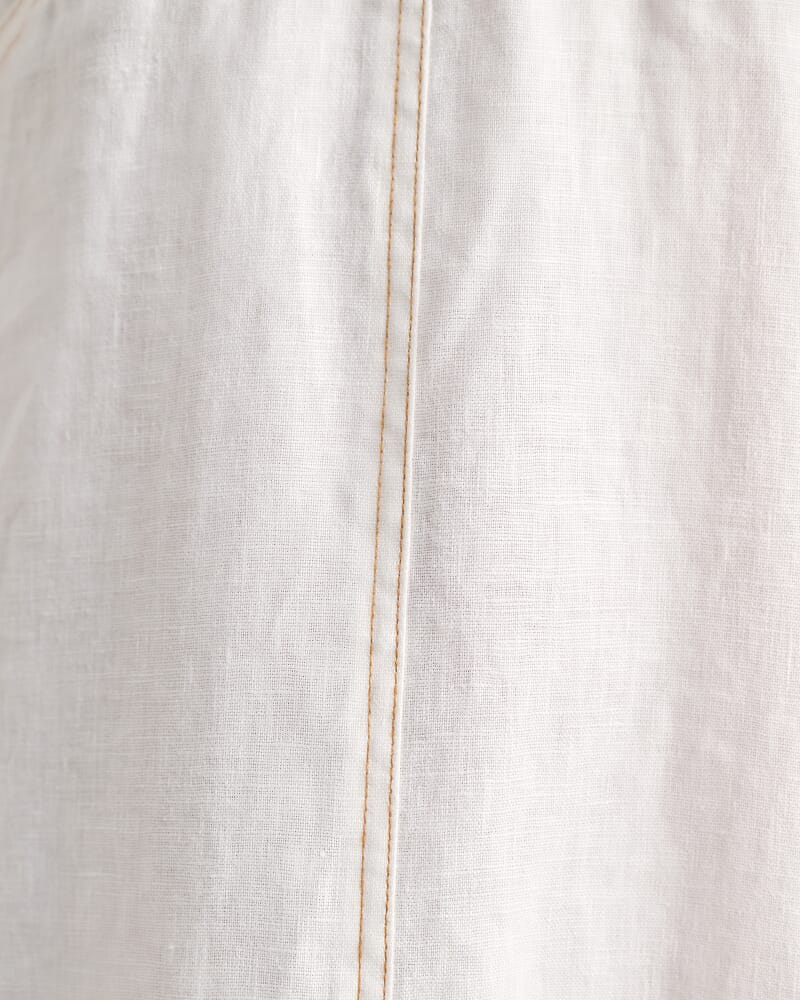 Sara Linen Midi Dress in WHITE