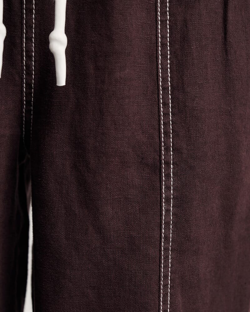 Sabine Linen Relaxed Leg Pant in DARK CHOCOLATE