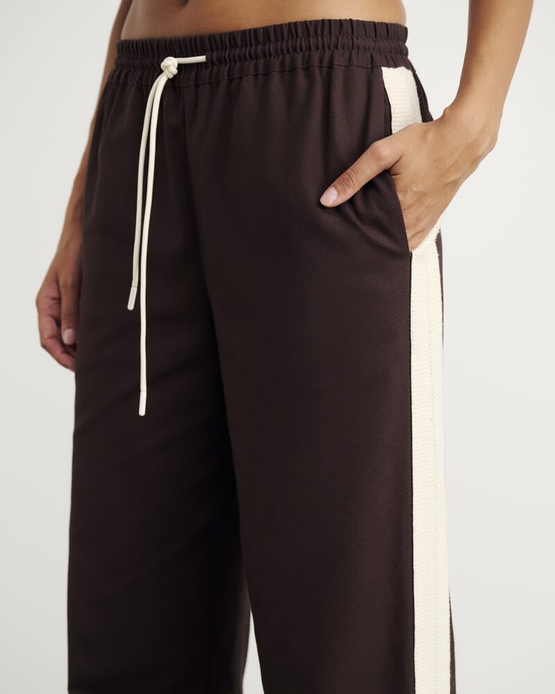 Canvas Contrast Pant in DARK CHOCOLATE
