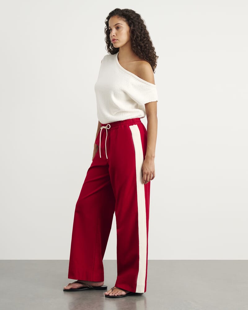 Canvas Contrast Pant in DEEP RED