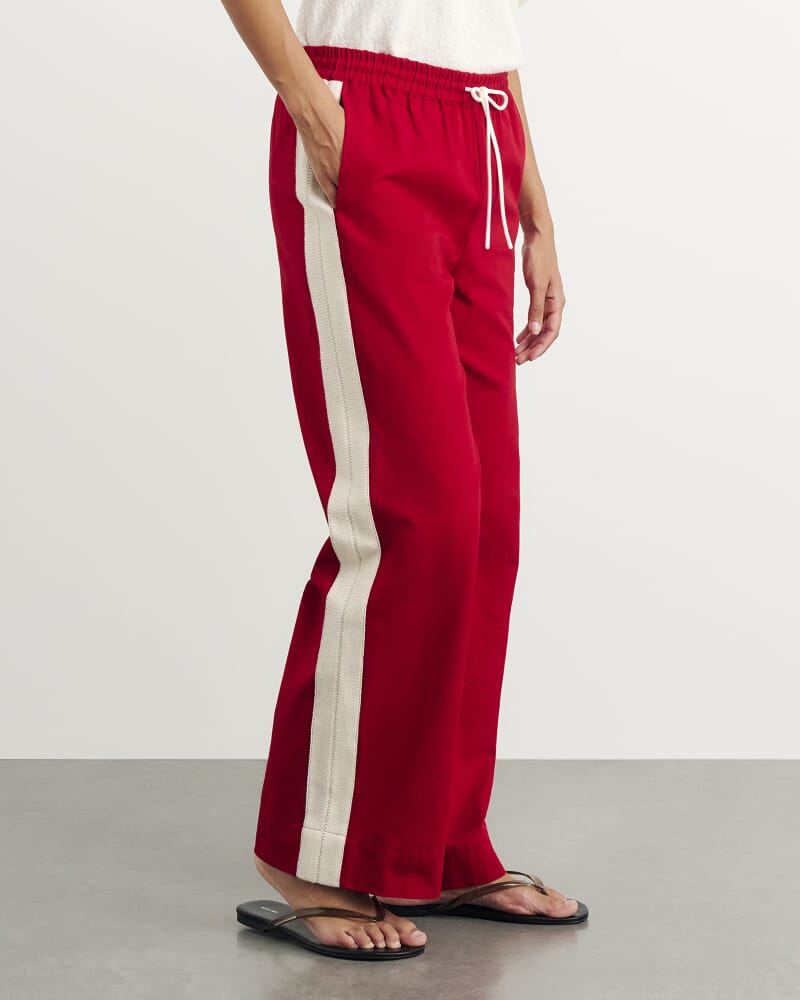 Canvas Contrast Pant in DEEP RED