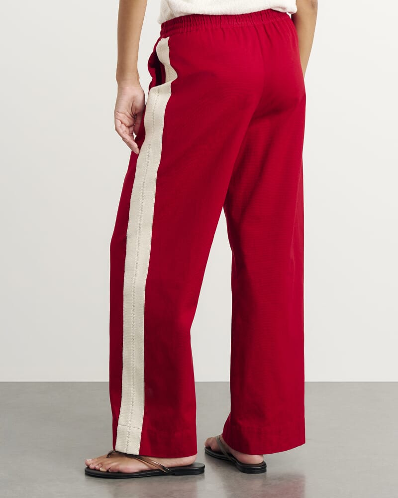Canvas Contrast Pant in DEEP RED