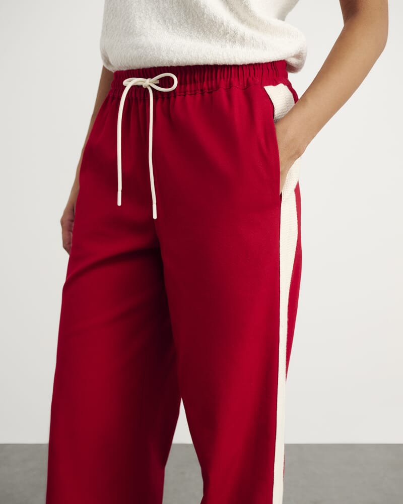 Canvas Contrast Pant in DEEP RED