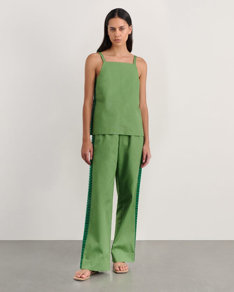 Canvas Contrast Pant in GREEN MULTI