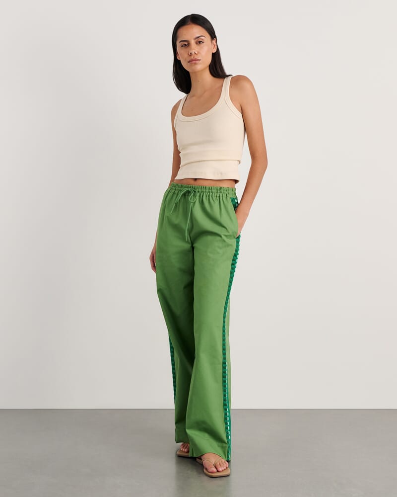 Canvas Contrast Pant in GREEN MULTI