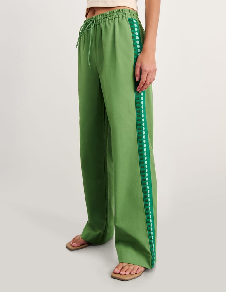 Canvas Contrast Pant in GREEN MULTI