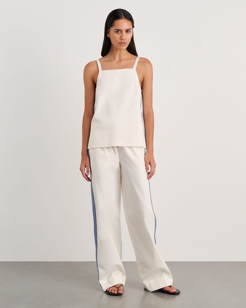Canvas Contrast Pant in MILK