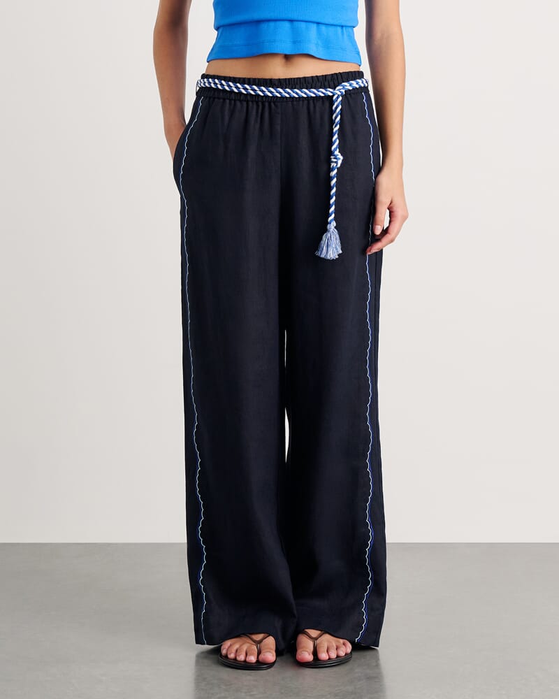 Seahorse Linen Pull On Pant in INK