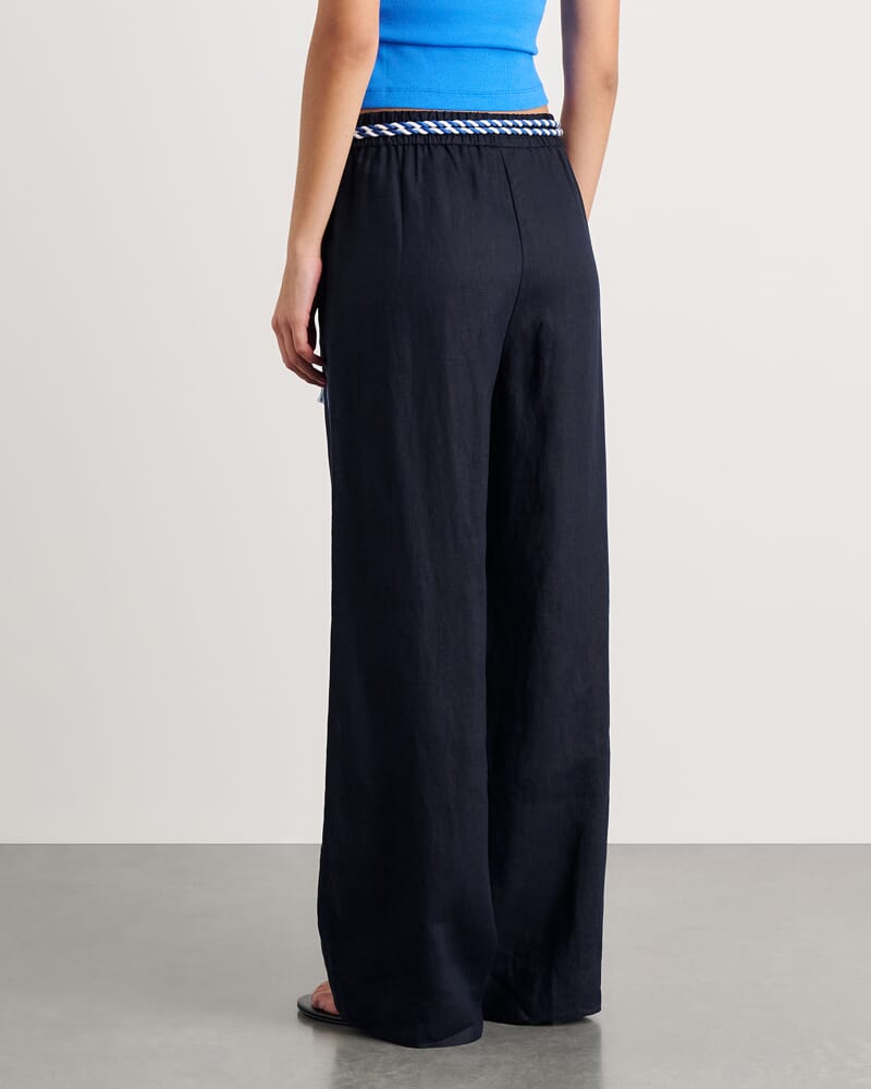 Seahorse Linen Pull On Pant in INK