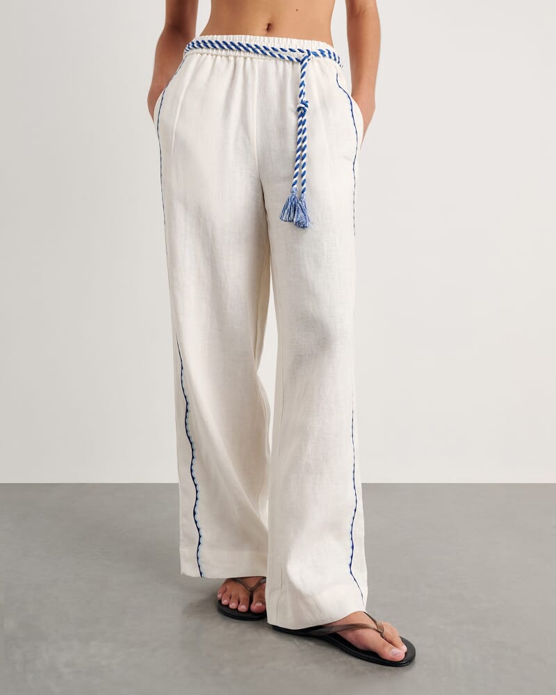 Seahorse Linen Pull On Pant in MILK