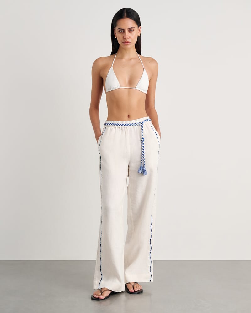 Seahorse Linen Pull On Pant in MILK