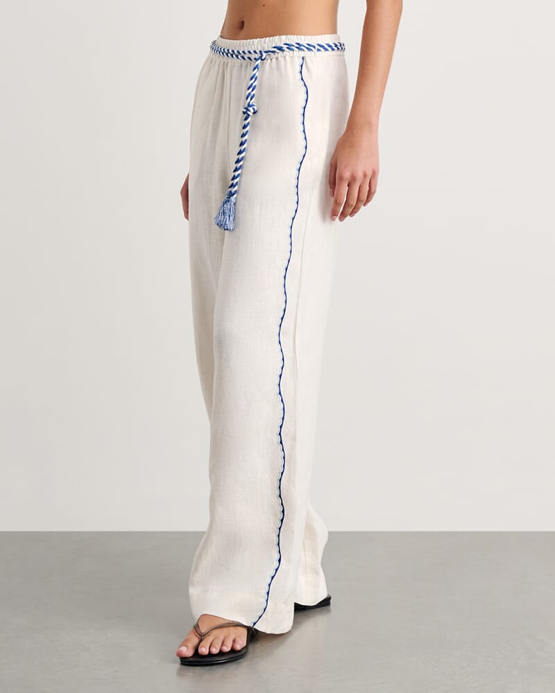 Seahorse Linen Pull On Pant in MILK