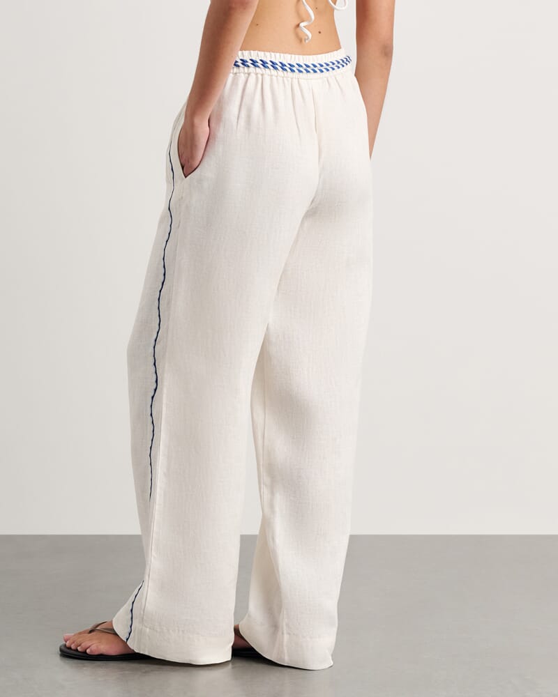 Seahorse Linen Pull On Pant in MILK
