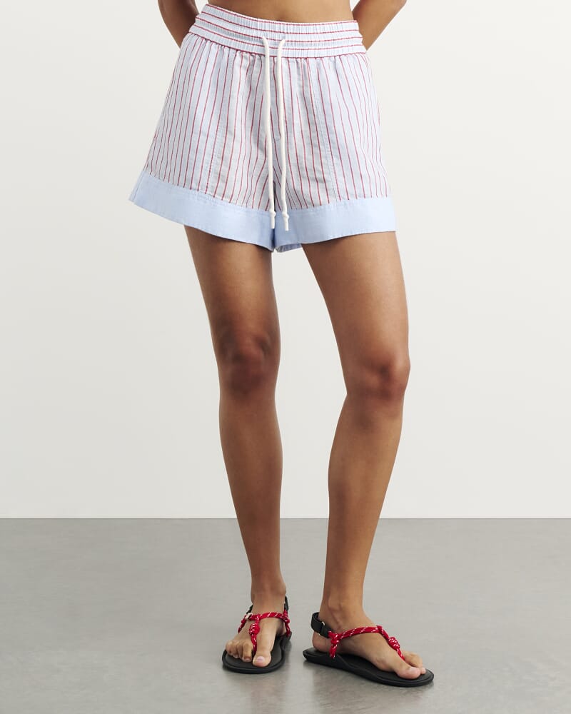 Gigi Stripe Pull On Short in BLUE/RED