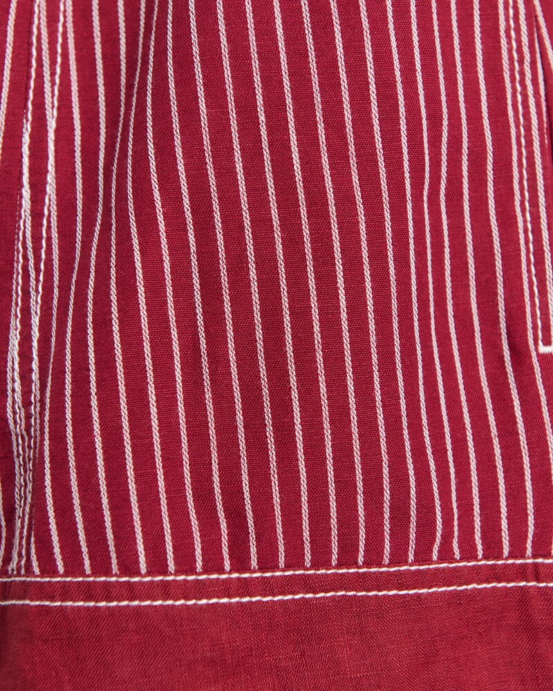 Gigi Stripe Short in IVORY/BURGUNDY