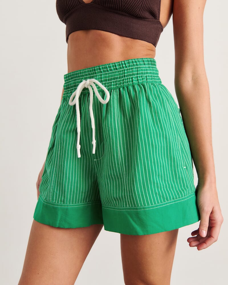 Gigi Stripe Pull On Short in GREEN MULTI