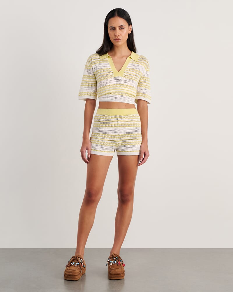 Brita Stripe Pull On Short in CITRUS