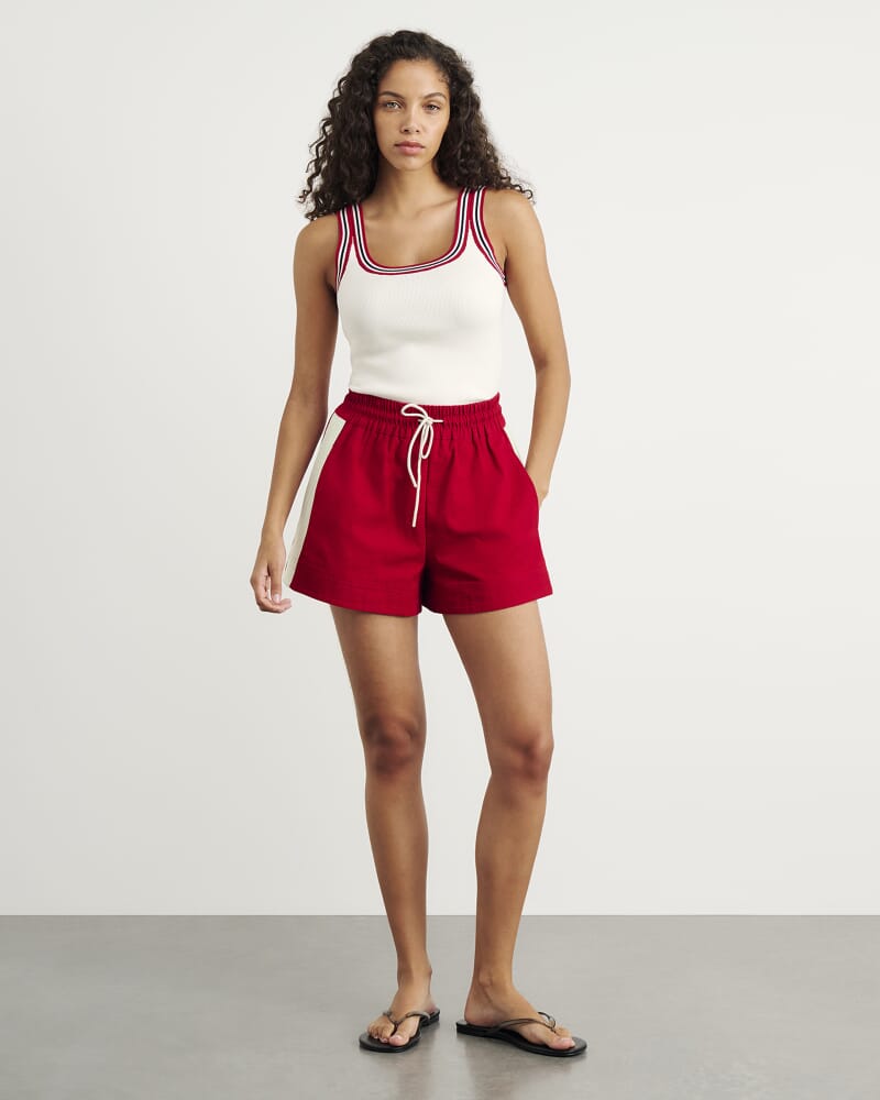 Canvas Contrast Short in DEEP RED