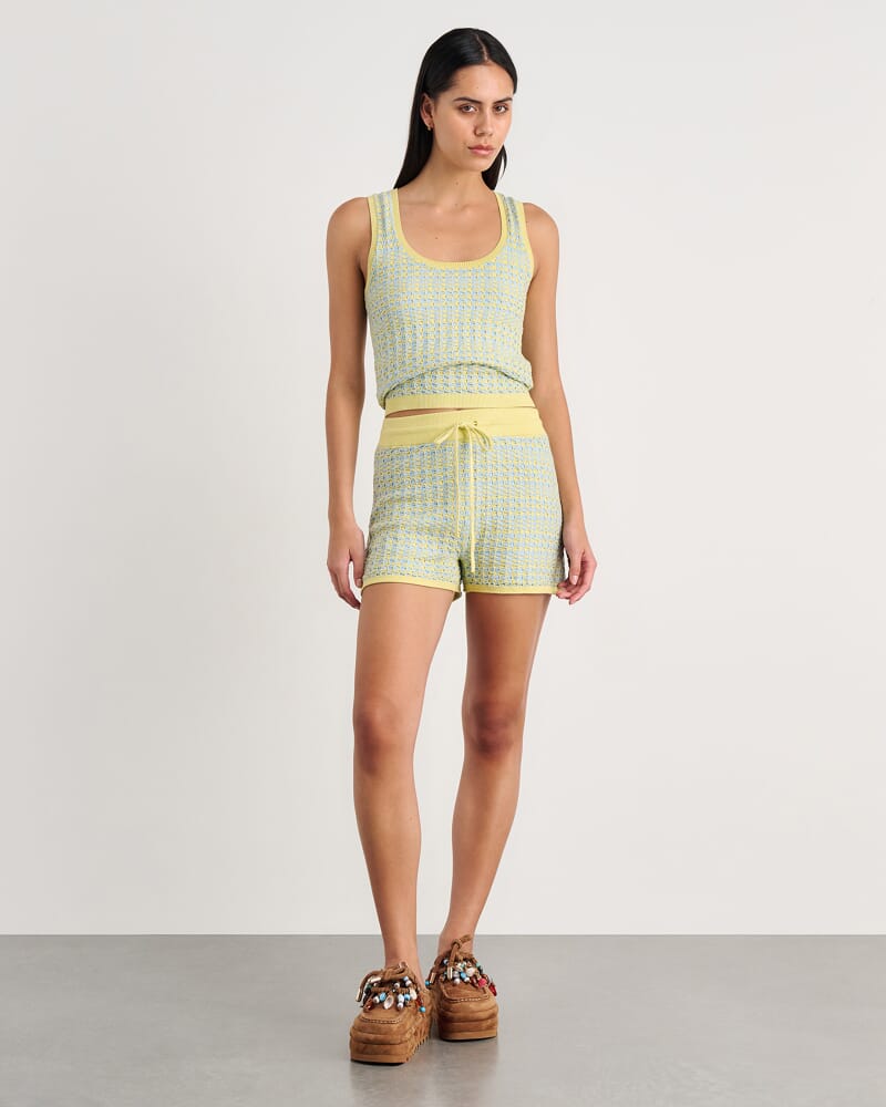 Kelly Contrast Knit Short in BLUE/YELLOW