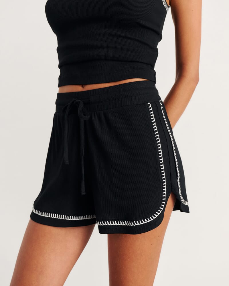 Celina Blanket Stitch Short in BLACK