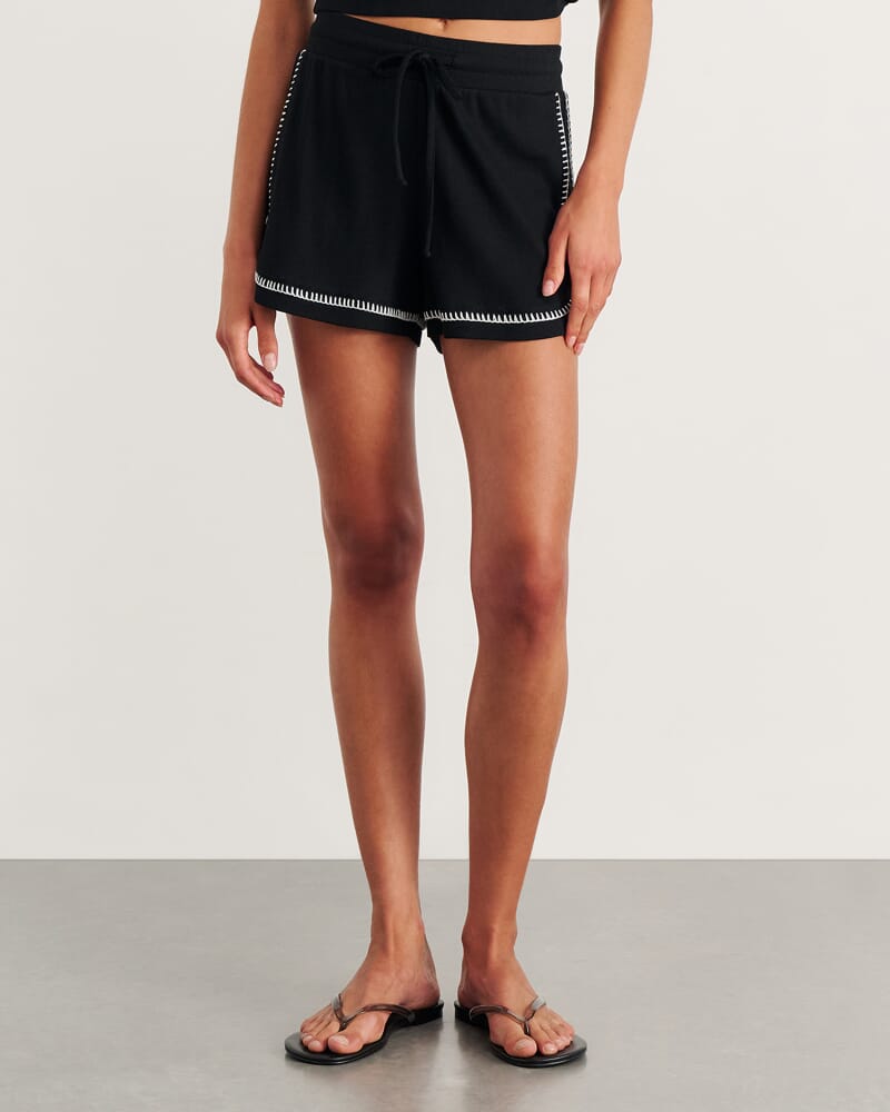 Celina Blanket Stitch Short in BLACK