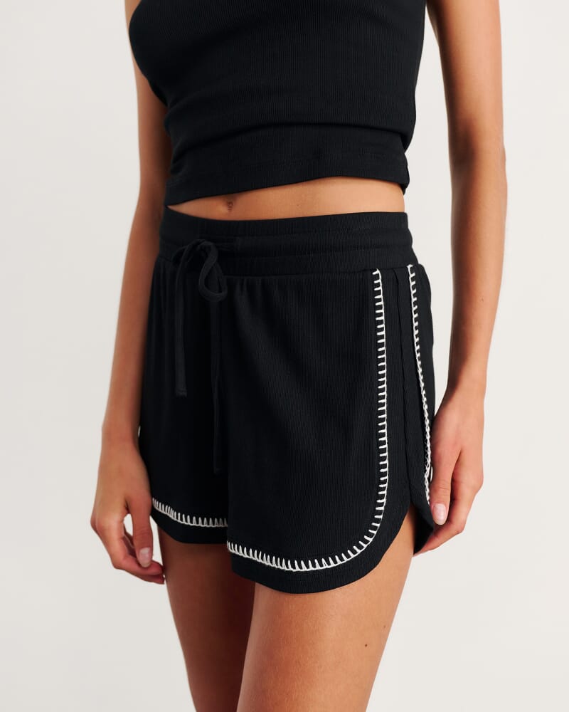 Celina Blanket Stitch Short in BLACK