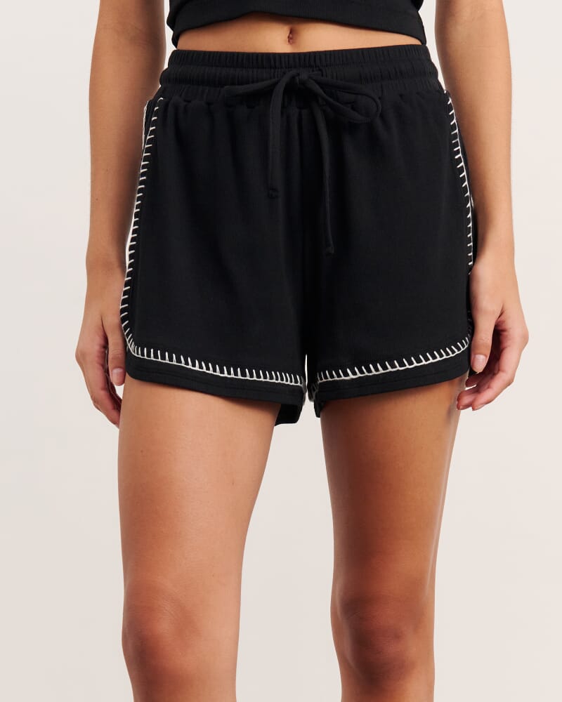 Celina Blanket Stitch Short in BLACK